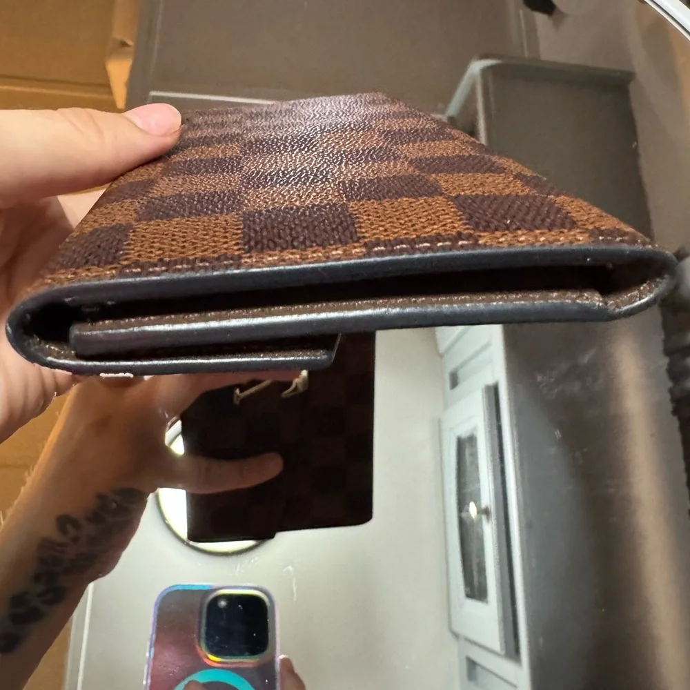 Louis Vuitton Brown Damier Ebène Long Wallet with Gold LV Hardware